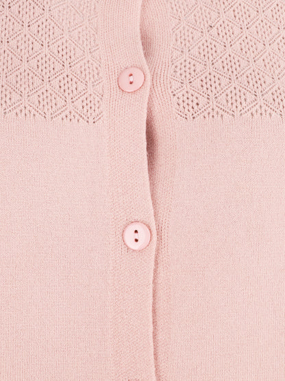 Gilet uni à manches longues - Rose poudré - 3