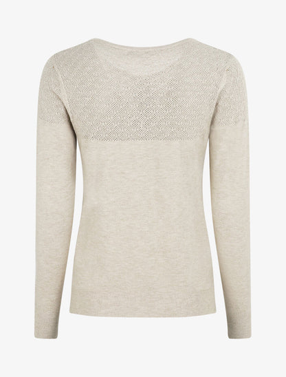 Gilet uni à manches longues - Beige - 2