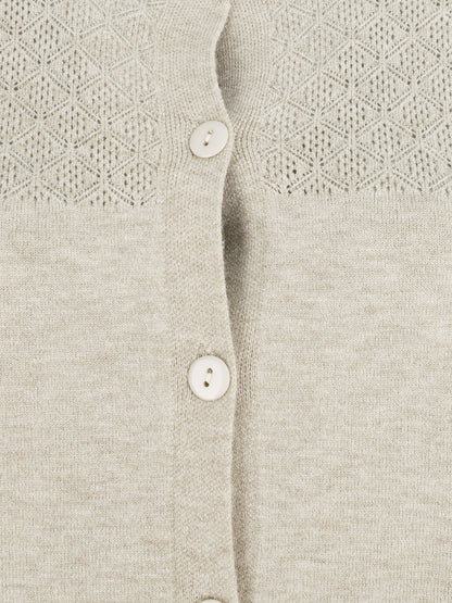 Gilet uni à manches longues - Beige - 3