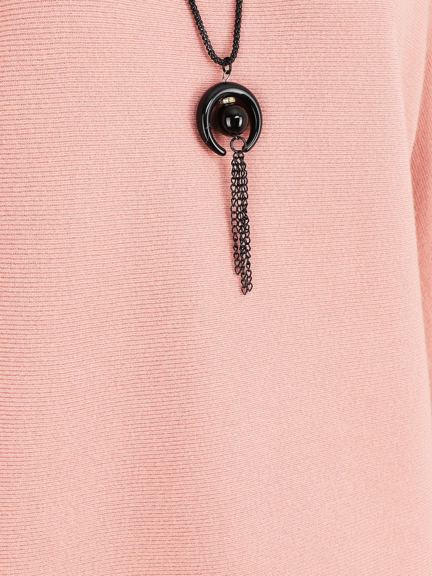 Pull uni col bateau - Rose - 3