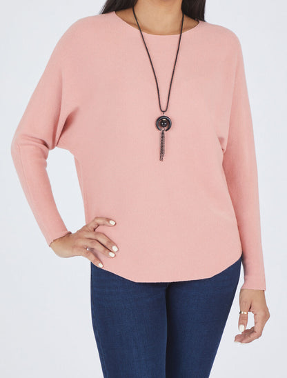Pull uni col bateau - Rose - 4