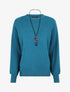 Pull ample à manches côtelés - Bleu canard - 1