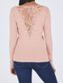 Pull fin à dos en dentelle - Rose - 1