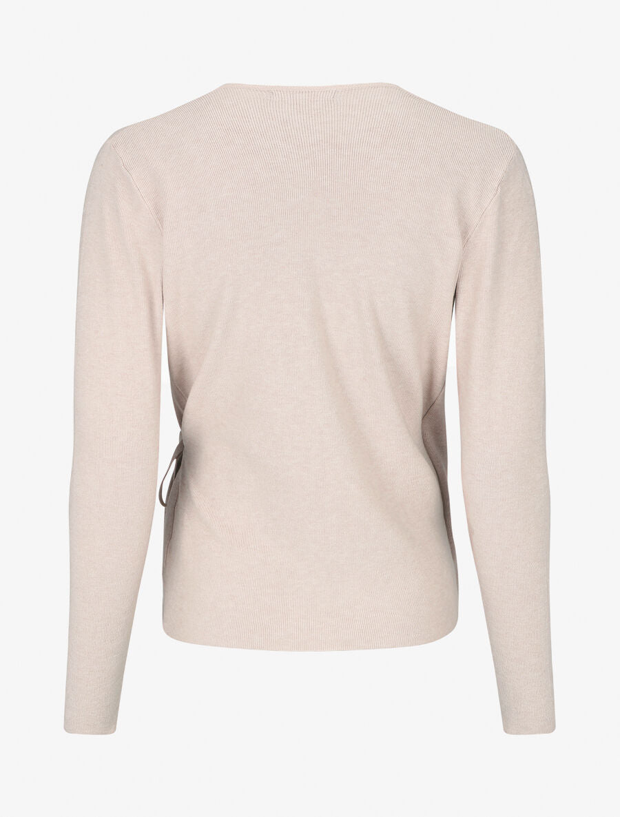 Pull cache-coeur et liens à nouer - Beige - 2