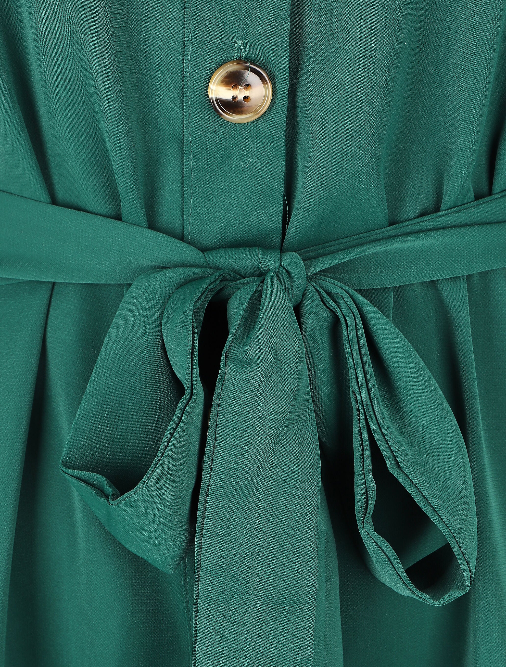 Robe chemise à manches longues et boutons - Vert - 3