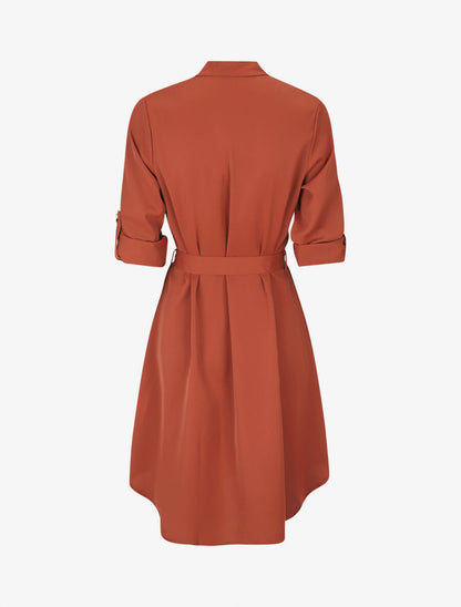 Robe chemise à manches longues et boutons - Rouille - 2