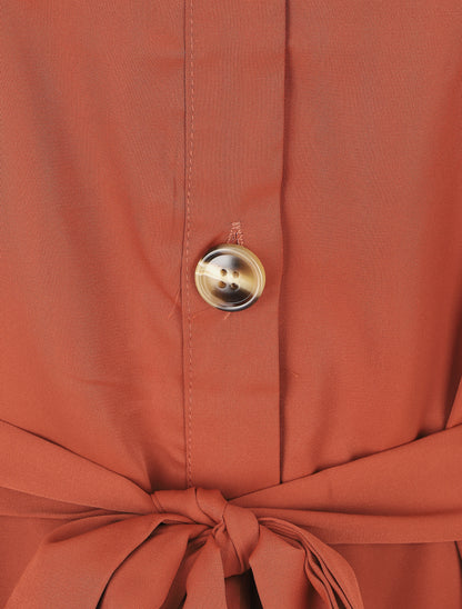Robe chemise à manches longues et boutons - Rouille - 3