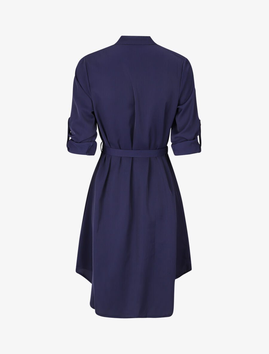 Robe chemise à manches longues et boutons - Marine - 2