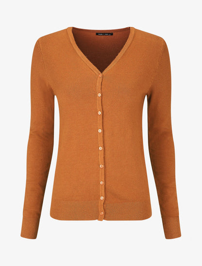 Gilet classique col V - Camel - 1