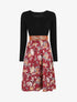 Robe bicolore à imprimé floral - Bordeaux - 4