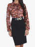 Robe satinée imprimé fleuri - Marron - 1