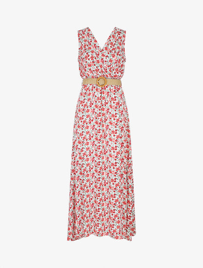 Robe longue à imprimé petites fleurs - Blanc - 1