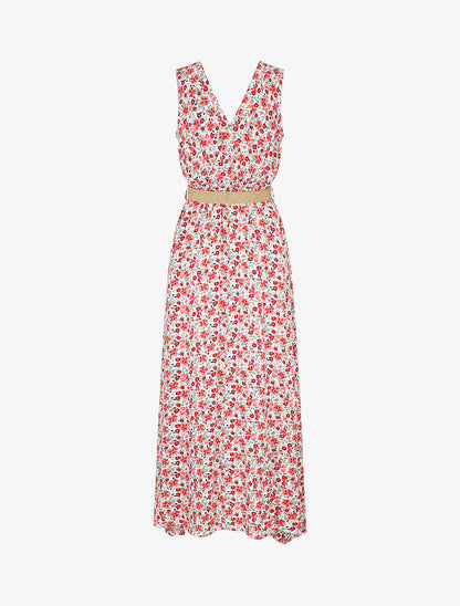 Robe longue à imprimé petites fleurs - Blanc - 2