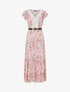Robe longue élastiquée imprimé fleuri et broderies - Blanc - 1