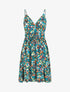Robe mi-longue à imprimé feuilles - Bleu canard - 1