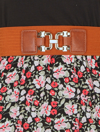 Robe bicolore à imprimé petites fleurs - Noir - 3