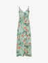 Robe longue empire imprimé fleurs des îles - Vert d&