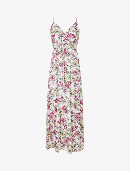 Robe longue imprimé multi-fleurs - Blanc - 1