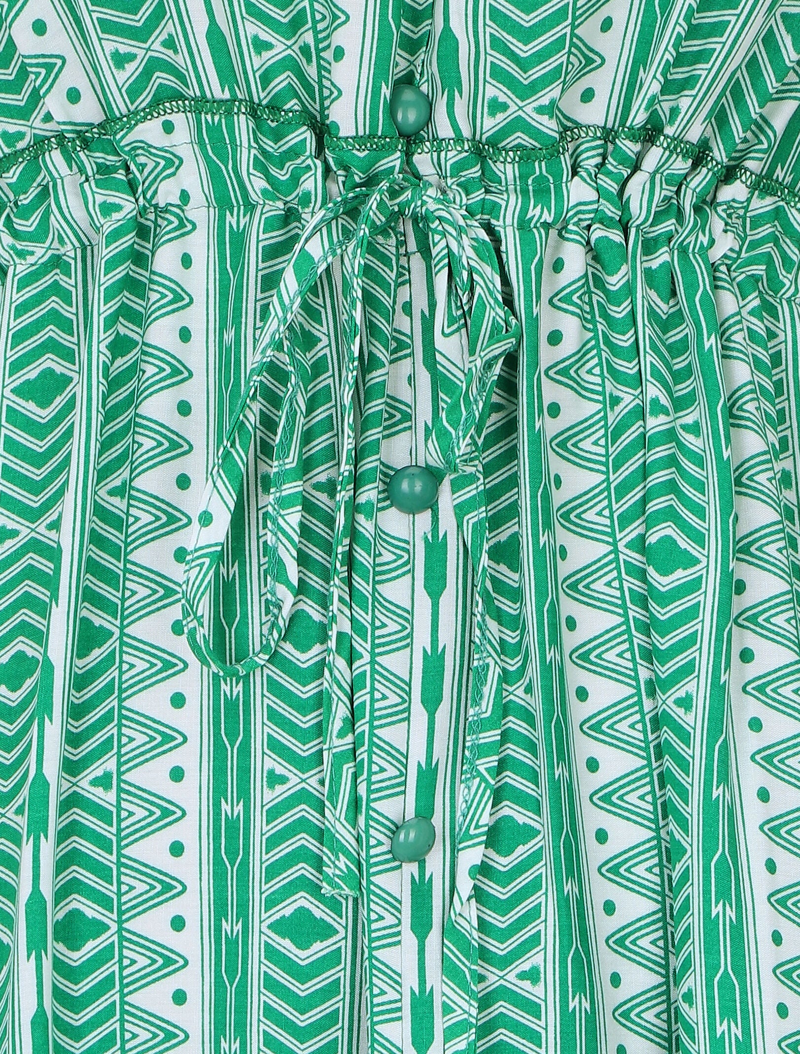 Robe longue imprimé graphique à manches 3/4 - Vert - 3