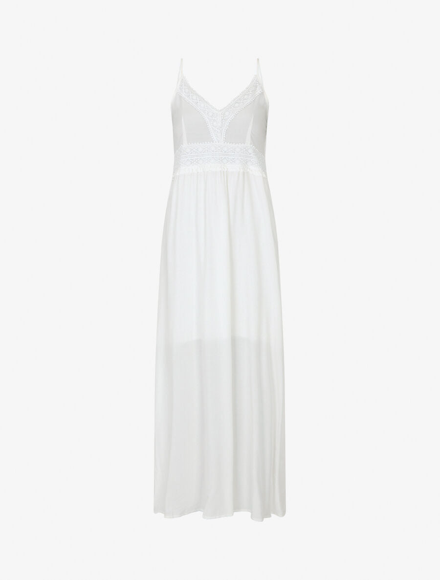 Robe longue droite unie - Blanc - 4