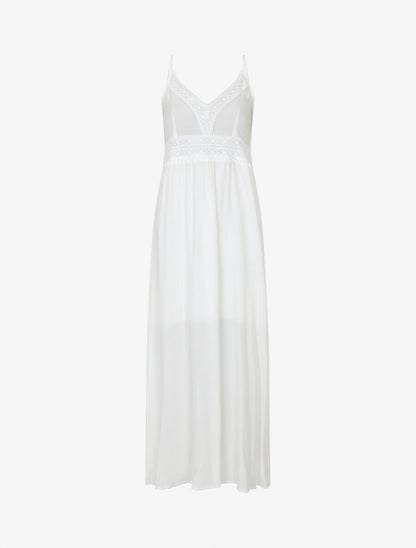 Robe longue droite unie - Blanc - 4