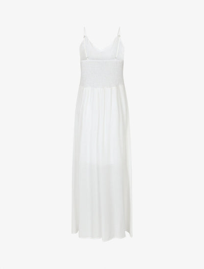 Robe longue droite unie - Blanc - 2