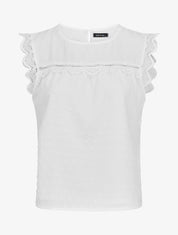 Blouse unie sans manches texturée - Blanc - 2