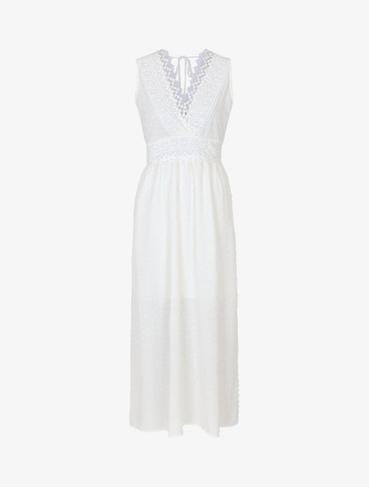 Robe longue unie texturée - Blanc - 5