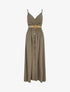 Robe longue unie à bretelles et boutons - Kaki - 1