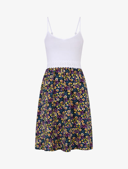 Robe à bretelles imprimé petites fleurs - Noir - 5