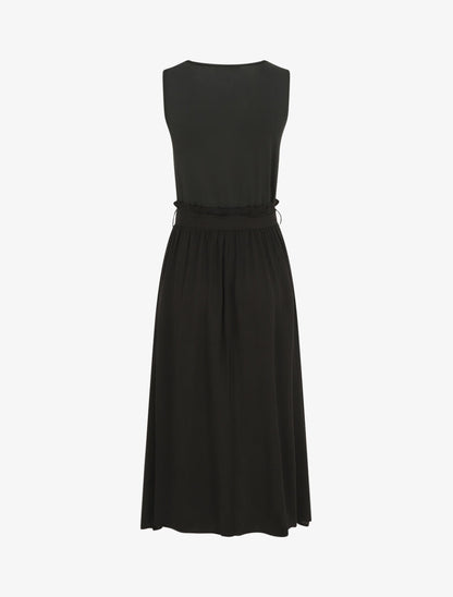 Robe longue évasée sans manches bicolore - Noir - 2