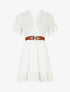 Robe courte unie col dentelle et bords volantés - Blanc - 1