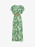 Robe longue manches courtes imprimé floral - Vert - 1