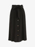 Jupe midi unie évasée à boutons - Noir - 4