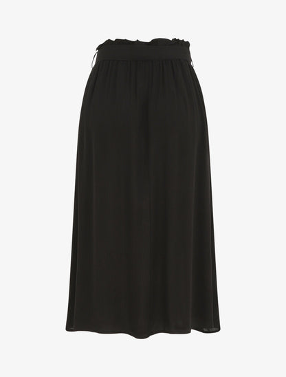 Jupe midi unie évasée à boutons - Noir - 2