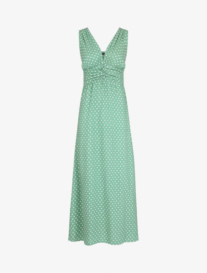 Robe longue à pois sans manches - Vert d&