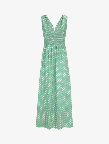 Robe longue à pois sans manches - Vert d&