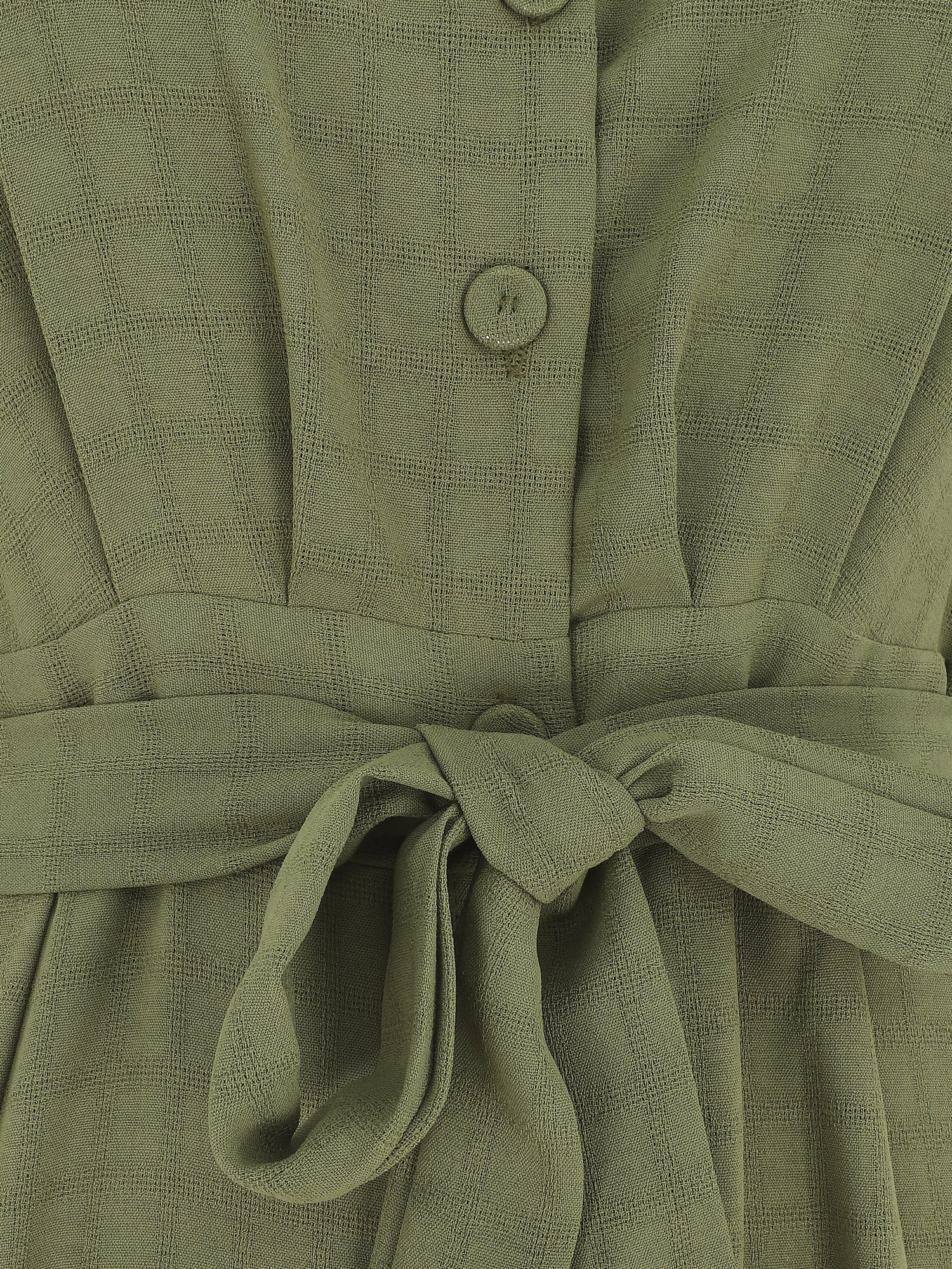 Robe longue unie ceinturée - Kaki - 3