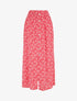 Jupe midi fleurie évasée à boutons - Rouge - 1