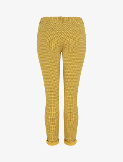 Pantalon droit taille haute imprimé petits points - Moutarde - 2