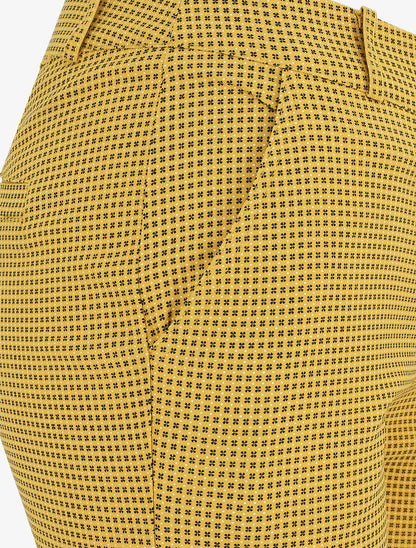 Pantalon droit taille haute imprimé petits points - Moutarde - 3