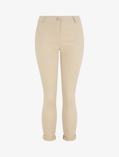 Pantalon droit taille haute uni - Beige - 5