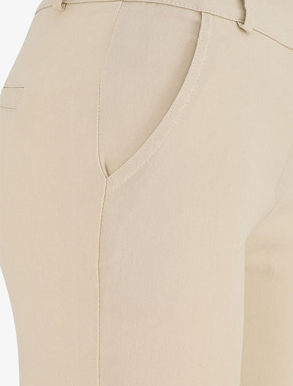 Pantalon droit taille haute uni - Beige - 3