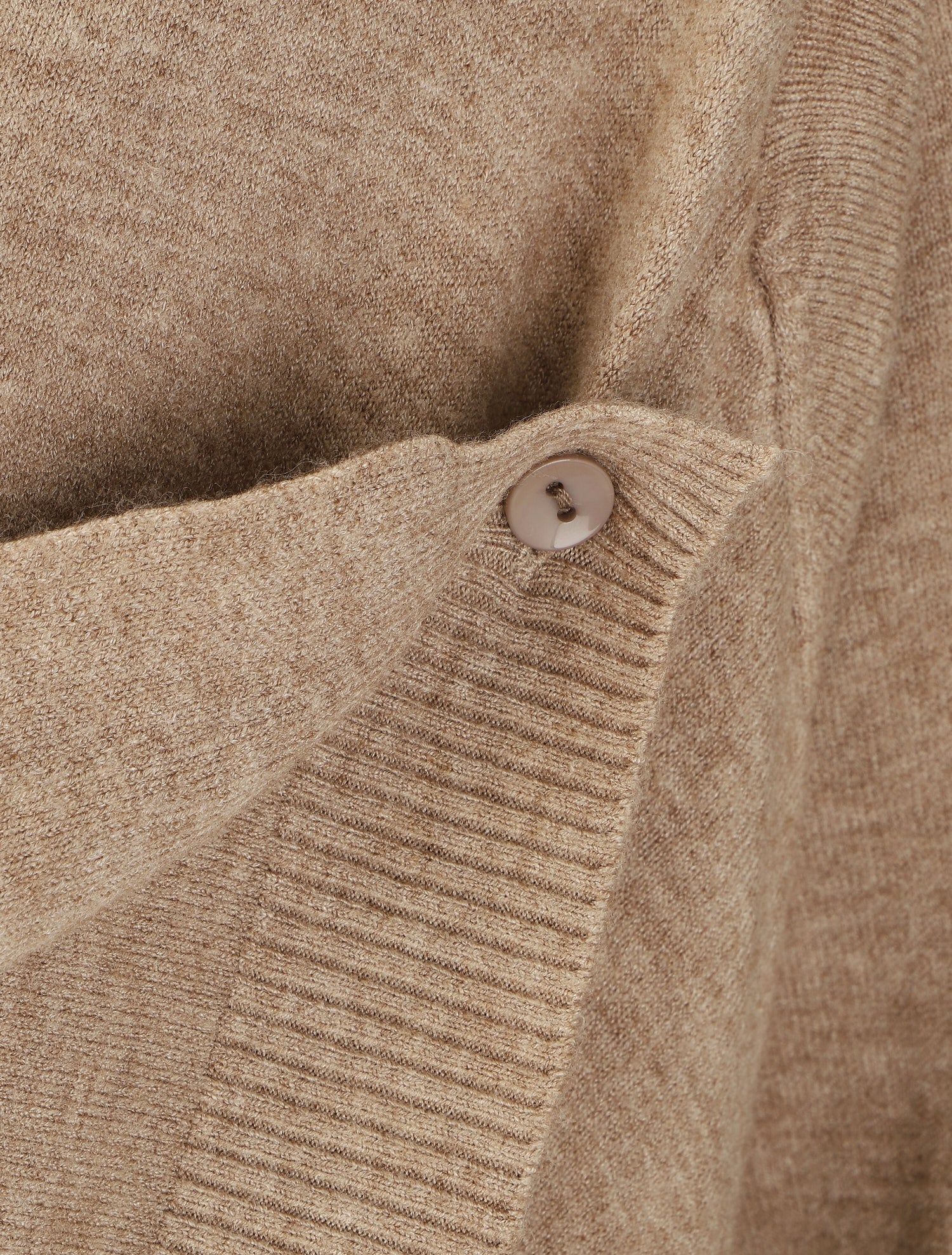 Gilet mi-long uni à bords côtelés - Taupe - 4