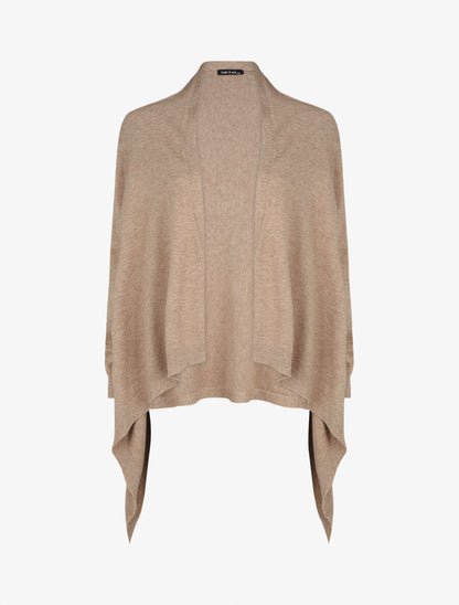 Gilet mi-long uni à bords côtelés - Taupe - 3
