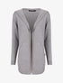 Gilet mi-long à capuche et boutons décoratifs - Gris - 1