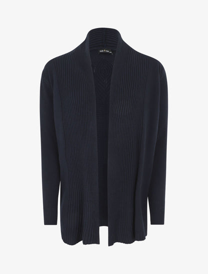 Gilet long en maille - Marine - 1