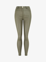 Pantalon slim effet ciré - Kaki - 1
