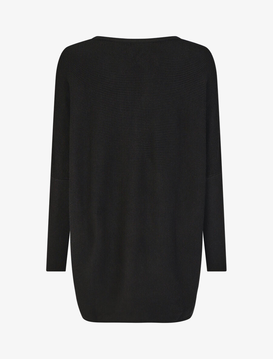 Pull oversize uni côtelé - Noir - 2