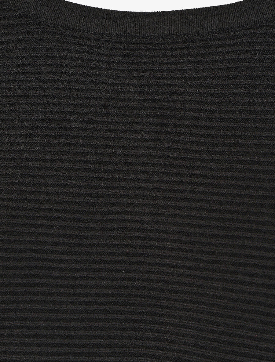 Pull oversize uni côtelé - Noir - 3